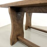 Pair of solid oak benches, winged legs, France, 1970s