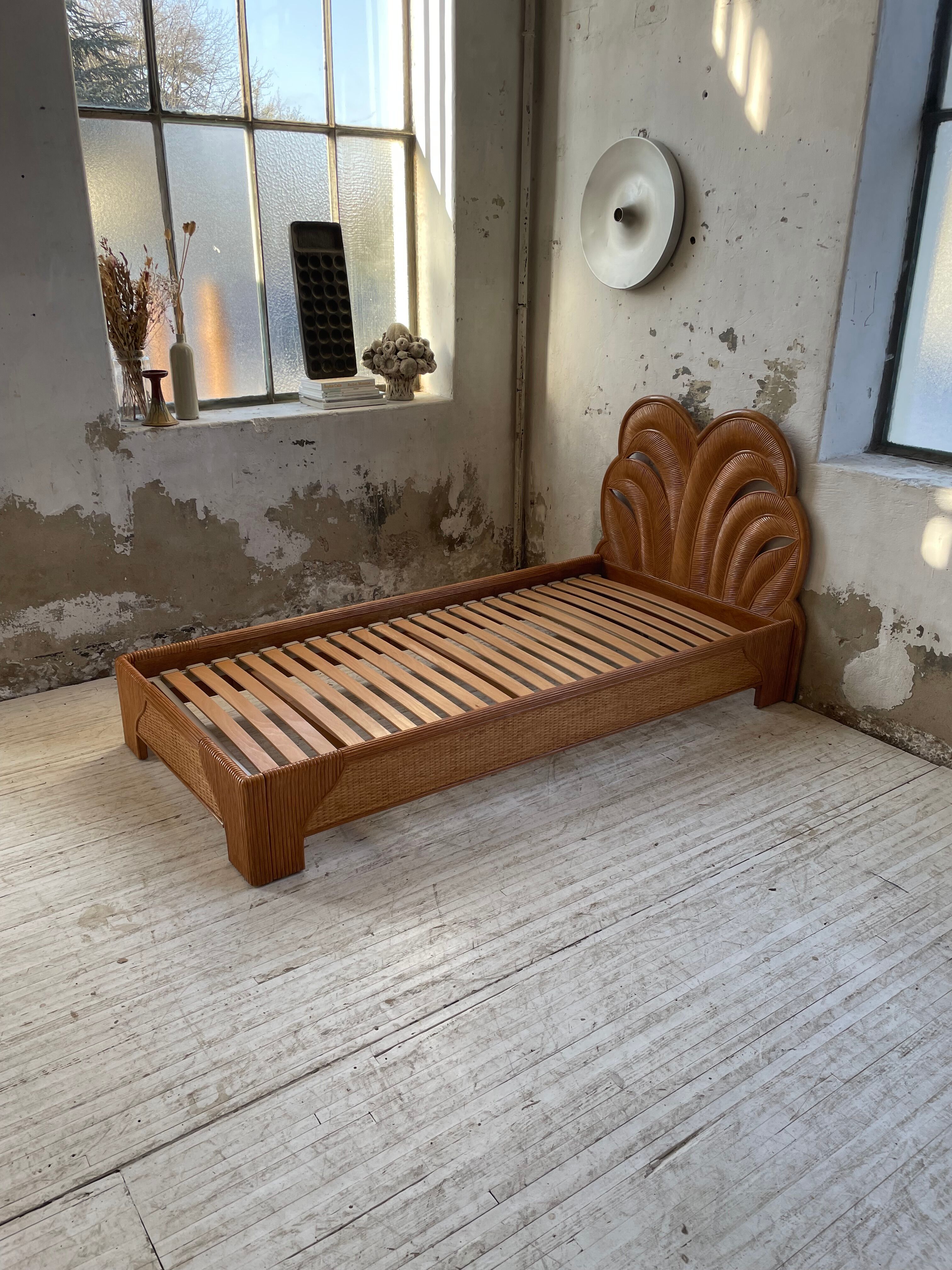 Bed 1 place "palm" wicker and rattan Vivai Del Sud