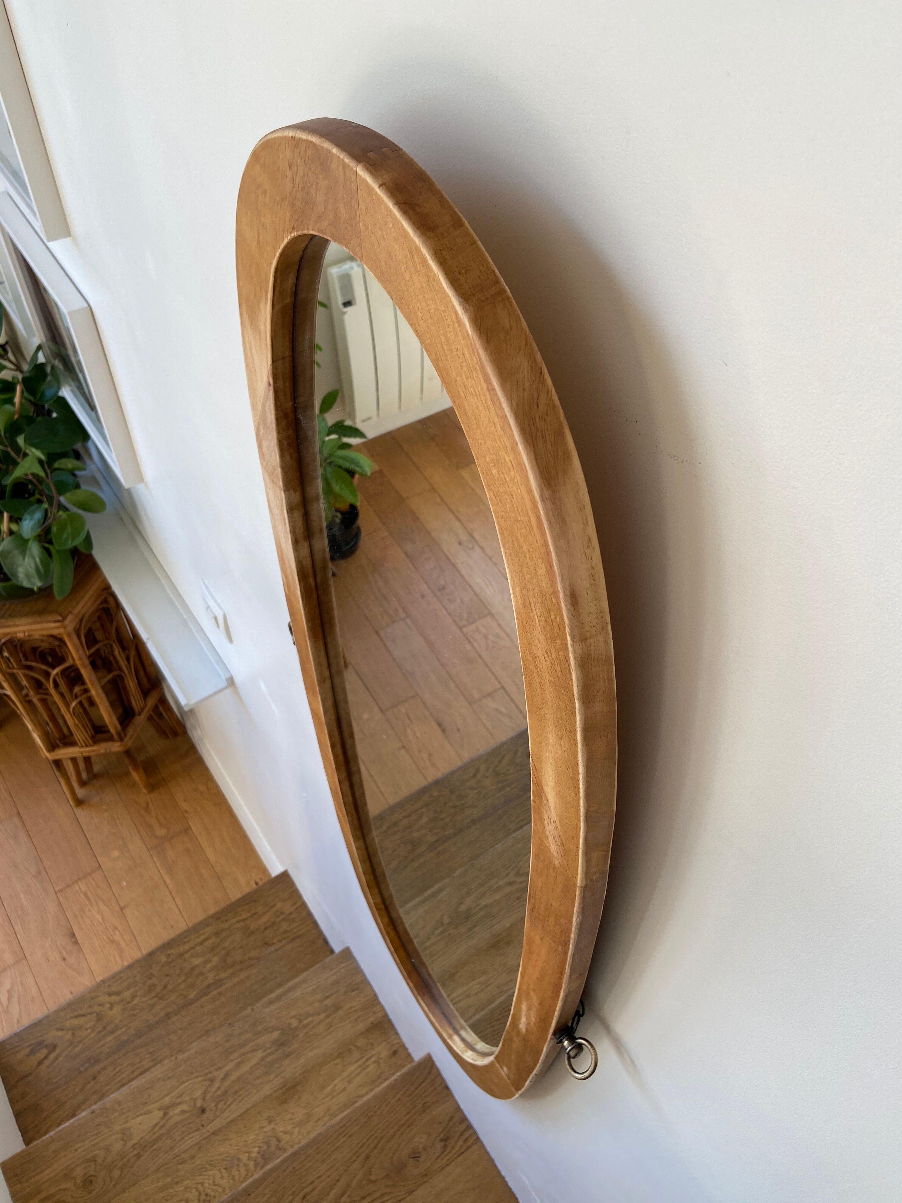 Miroir ovale en bois 118 x 42 cm