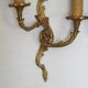 Pair of Elegant French Bronze Opposite Acanthus Leaf Double Wall Sconces
