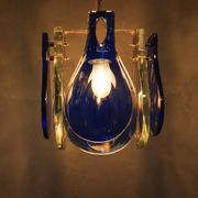 Suspension VECA en verre de Murano bleu, Italie, années 1970