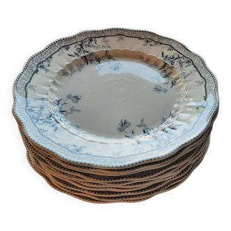 English Ridgway earthenware, 10 flat plates. Antiques TBE.