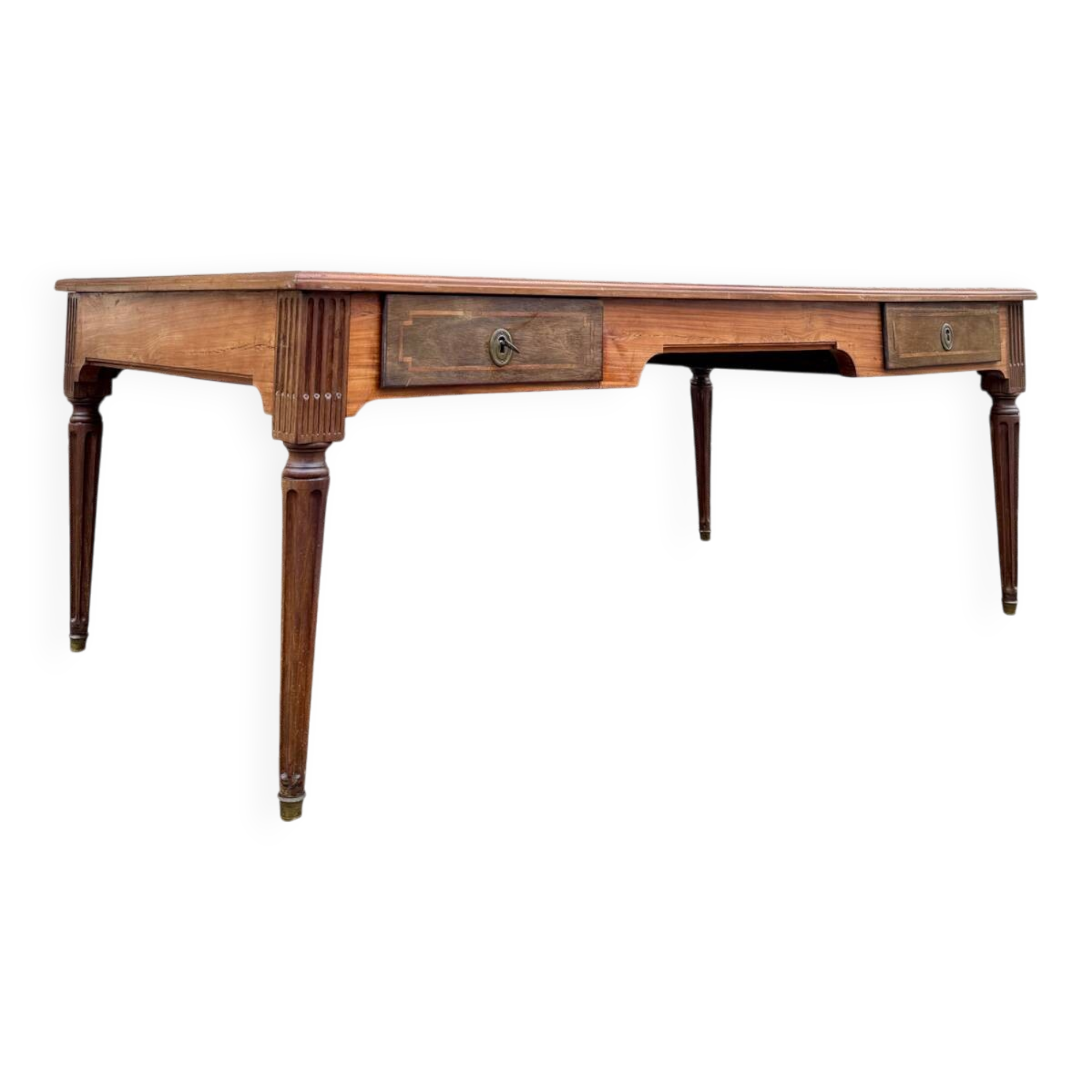 Very large double-sided mahogany desk from the Louis XVI 18th century