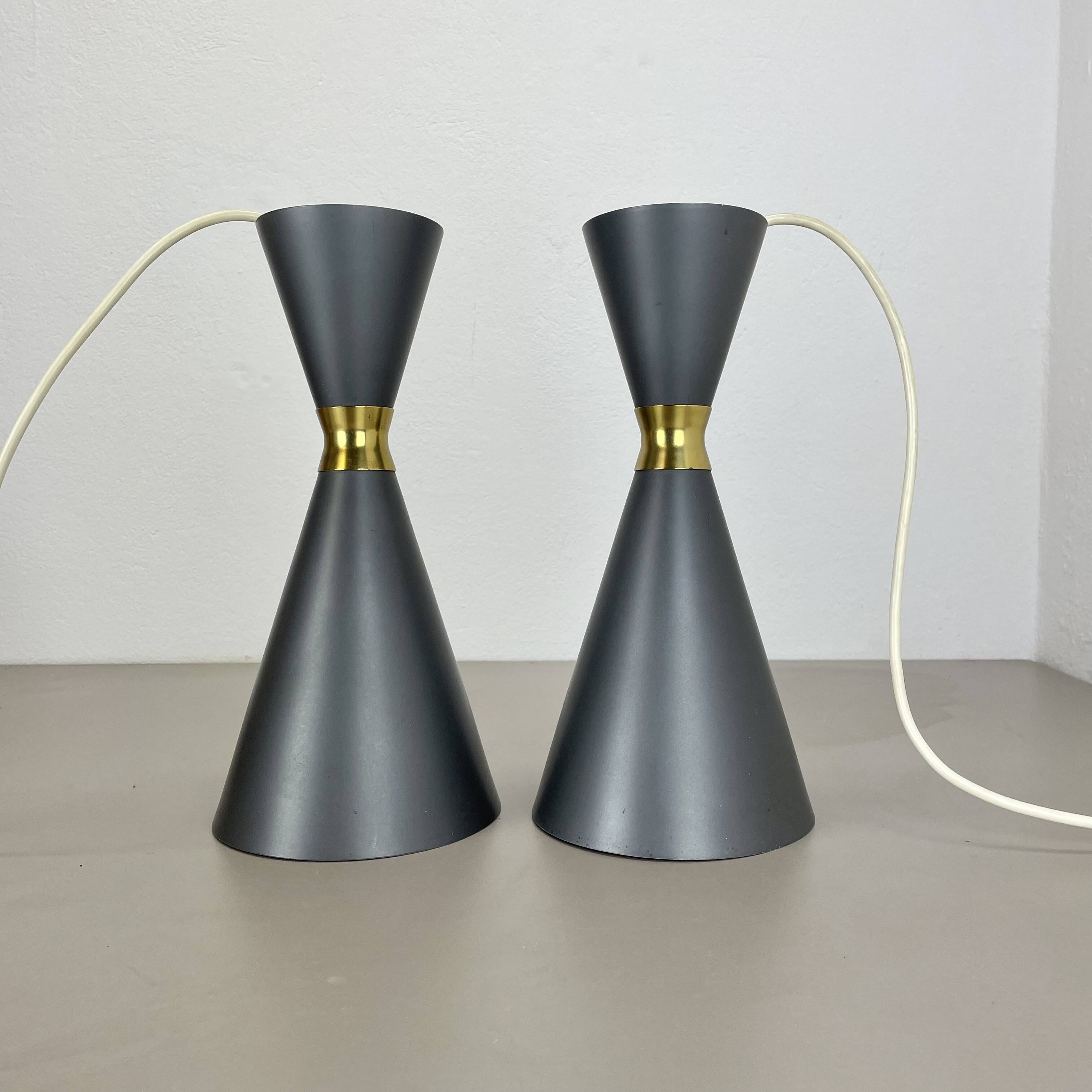 Set of 2 diabolo stilnovo style metal hanging light, bag turgi, switzerland 1950