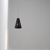 Hanging wall lamp with black perforated cap, 1960's