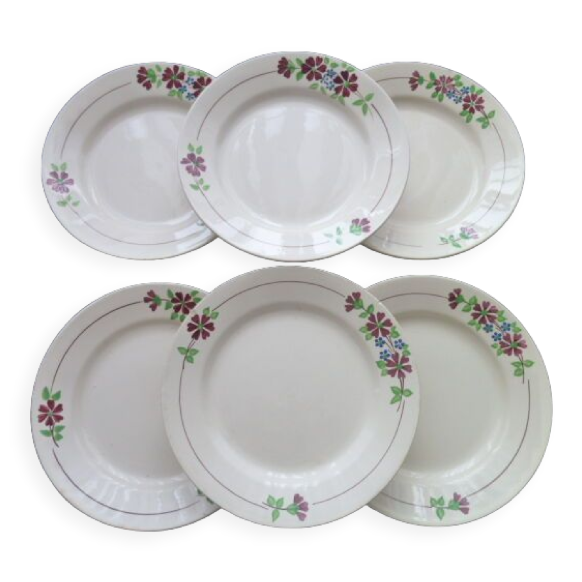 Set of 6 flat plates Orchies Moulin des Loups Irma model