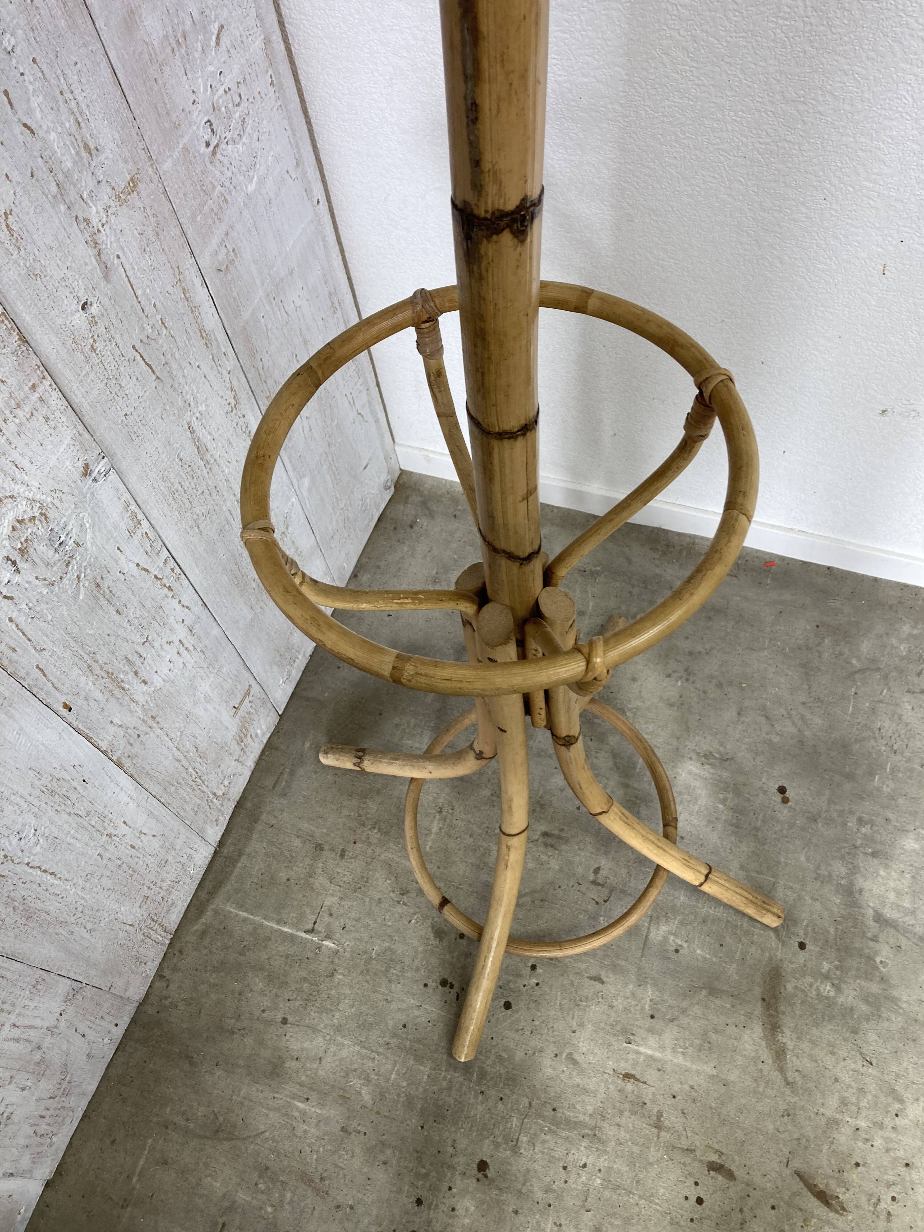 Vintage rattan coat rack