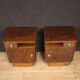 Pair of Italian nightstands in walnut and burl
