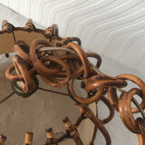 Vintage rattan pendant lamp with paper lampshade