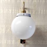 Opaline glass globe wall sconce with a gilt metal bracket - mid-20th century