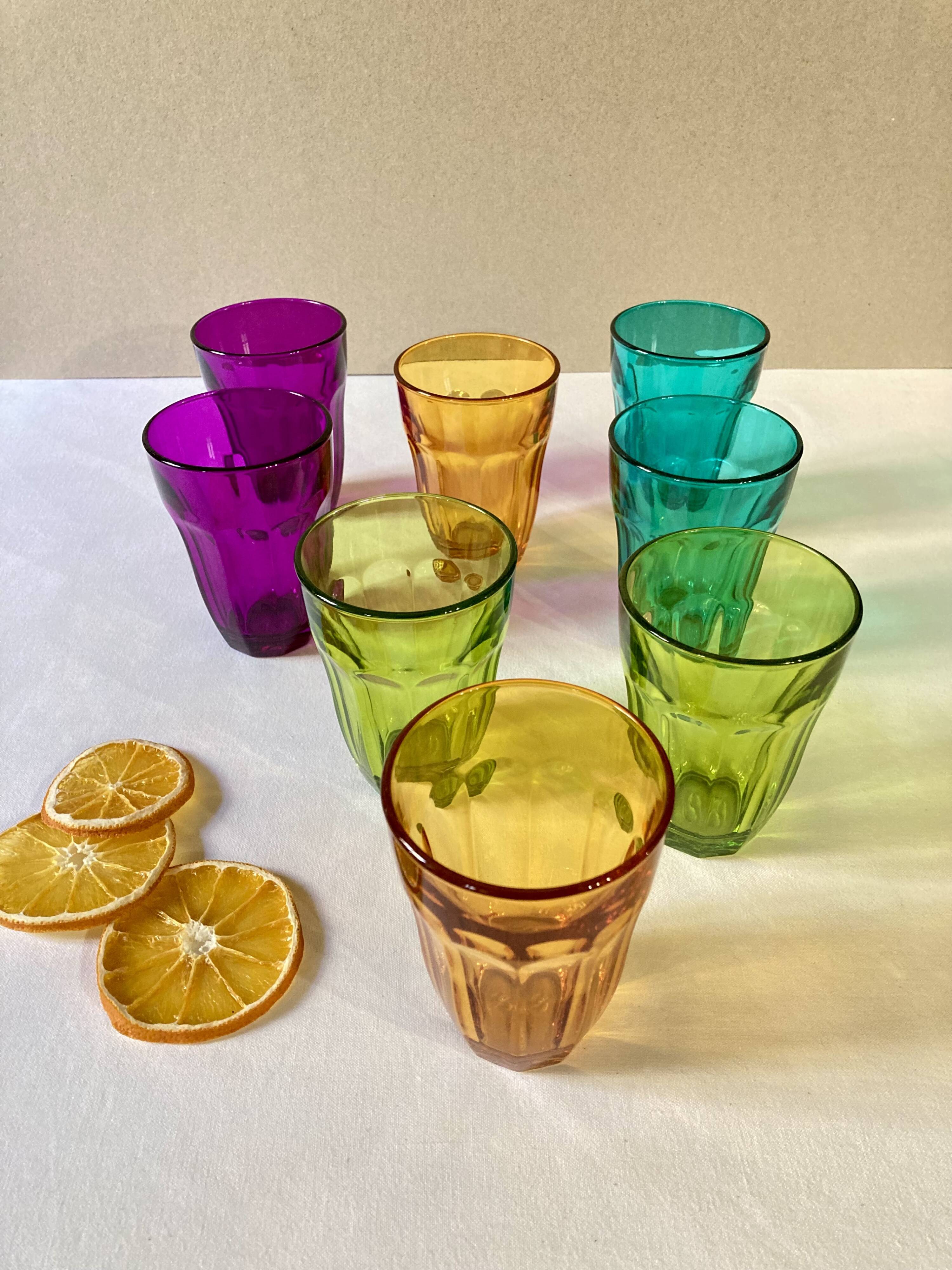 Colorful vintage lemonade glasses, Pasabahce Palaks