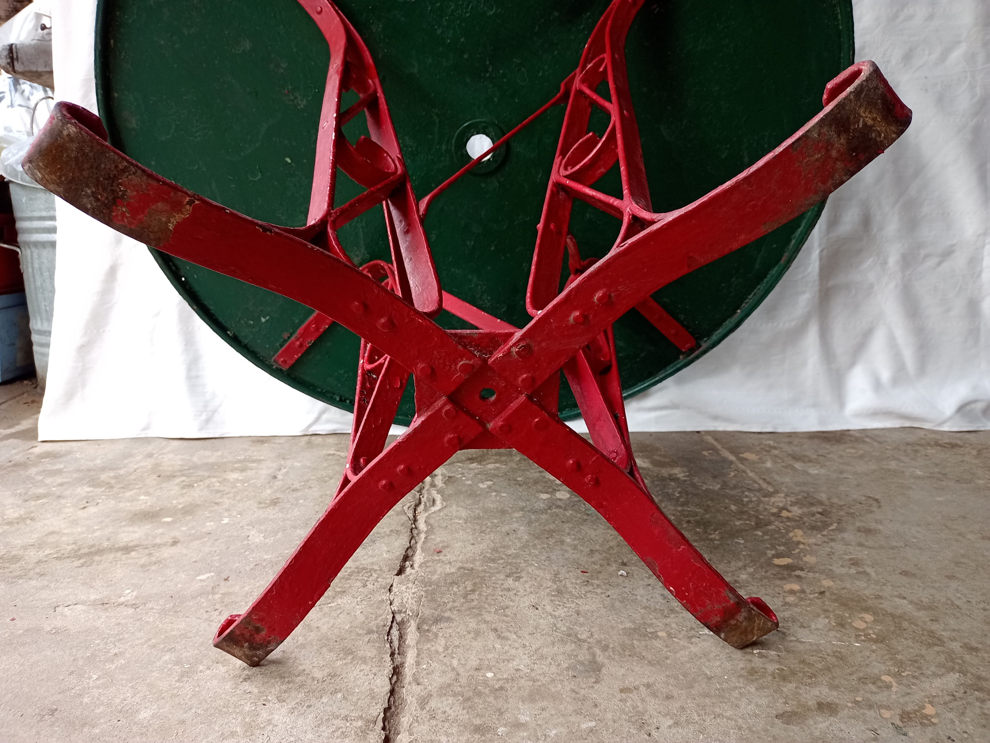 Eiffel style riveted metal garden table