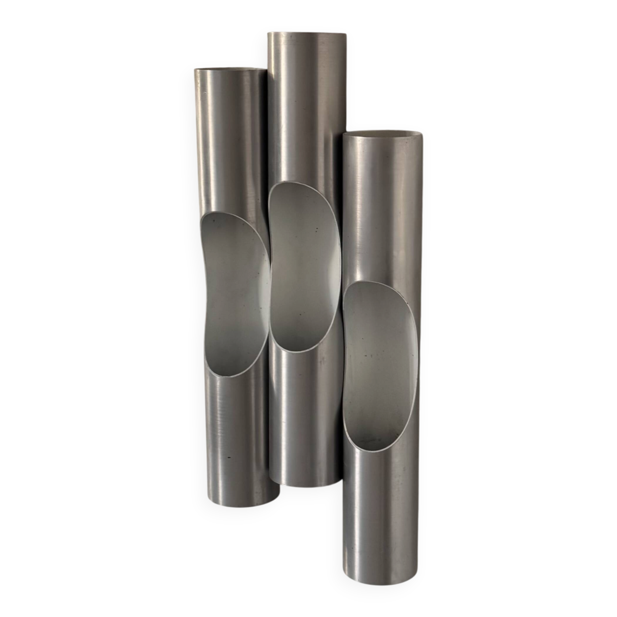 Set of 3 vintage Fuga wall lights by Raak, brushed aluminium, Netherlands 1970.
