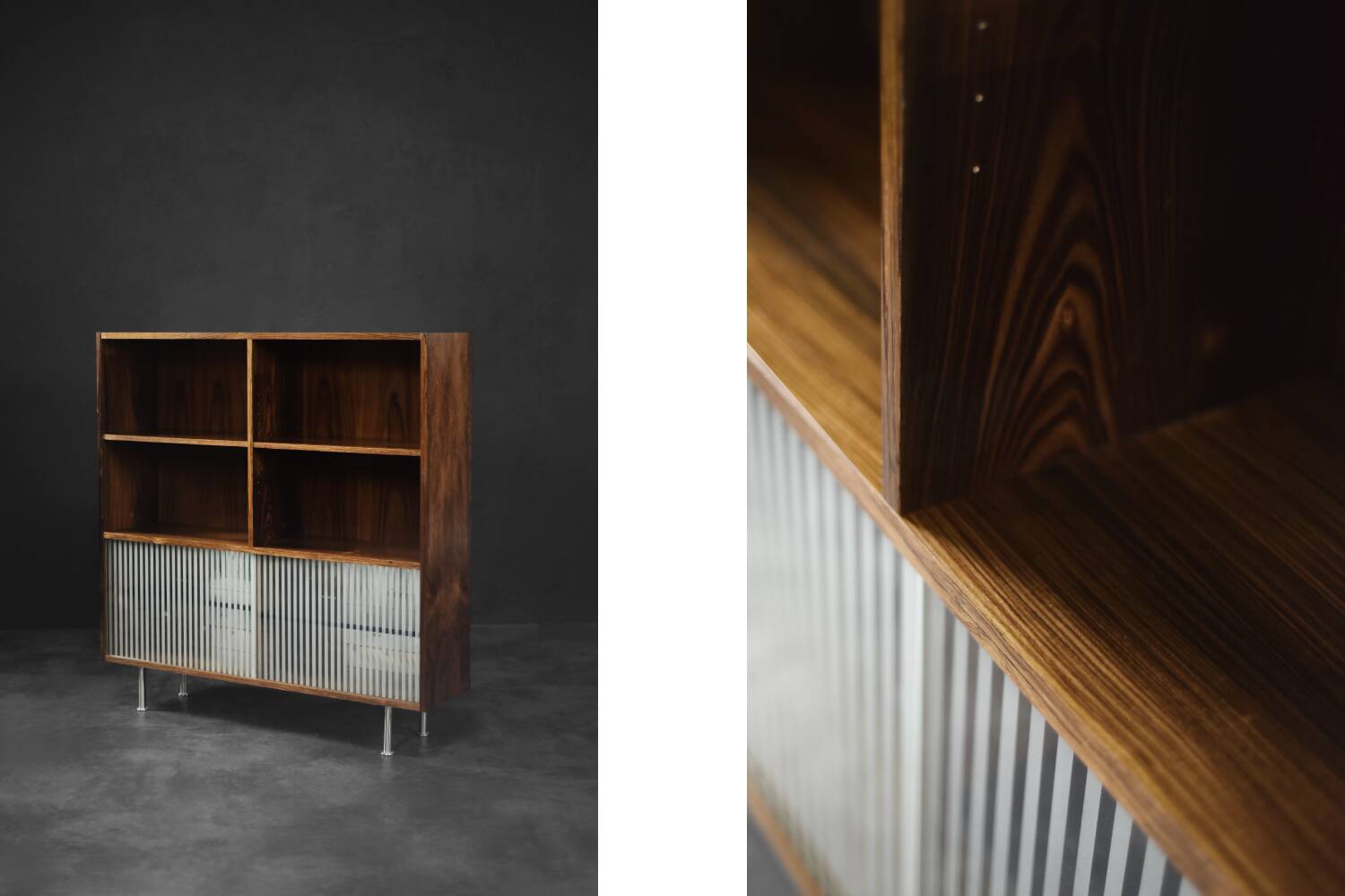 Vintage Mid-Century Scandinavian Modern Rosewood Highboard with Glass, 1960