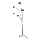 Space Age 5-arm floor lamp in chrome and marble, 1970-80
