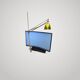 Philippe Starck Archimoon K lamp for Flos 1998 with yellow shade.