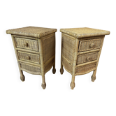 Pair of rattan bedside tables