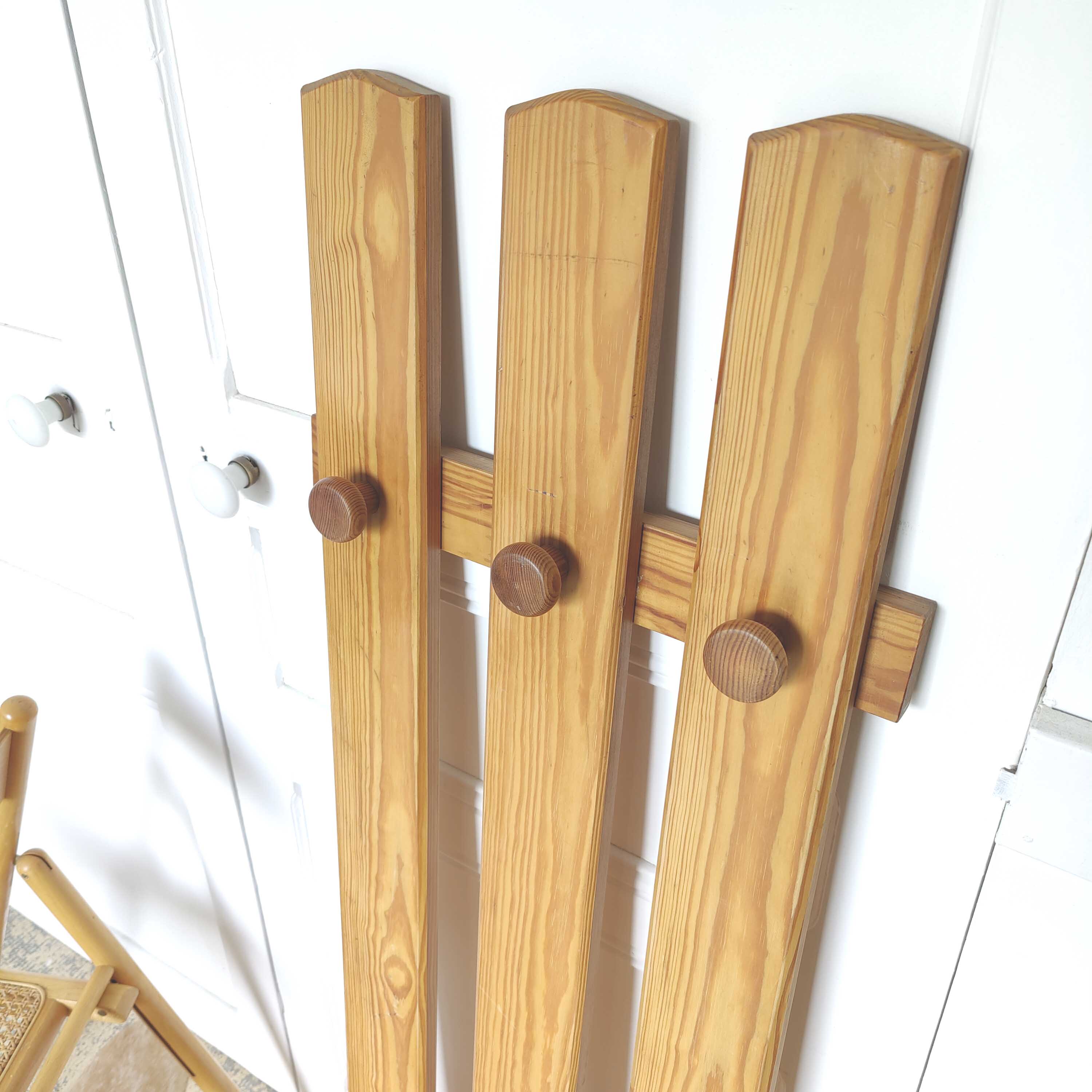 Vintage wooden coat rack wardrobe 9 hooks