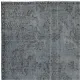 Vintage Wool Area Rug Overdyed in Gray for Modern Interiors. Handmade in Turkey