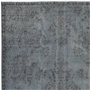 Vintage Wool Area Rug Overdyed in Gray for Modern Interiors. Handmade in Turkey