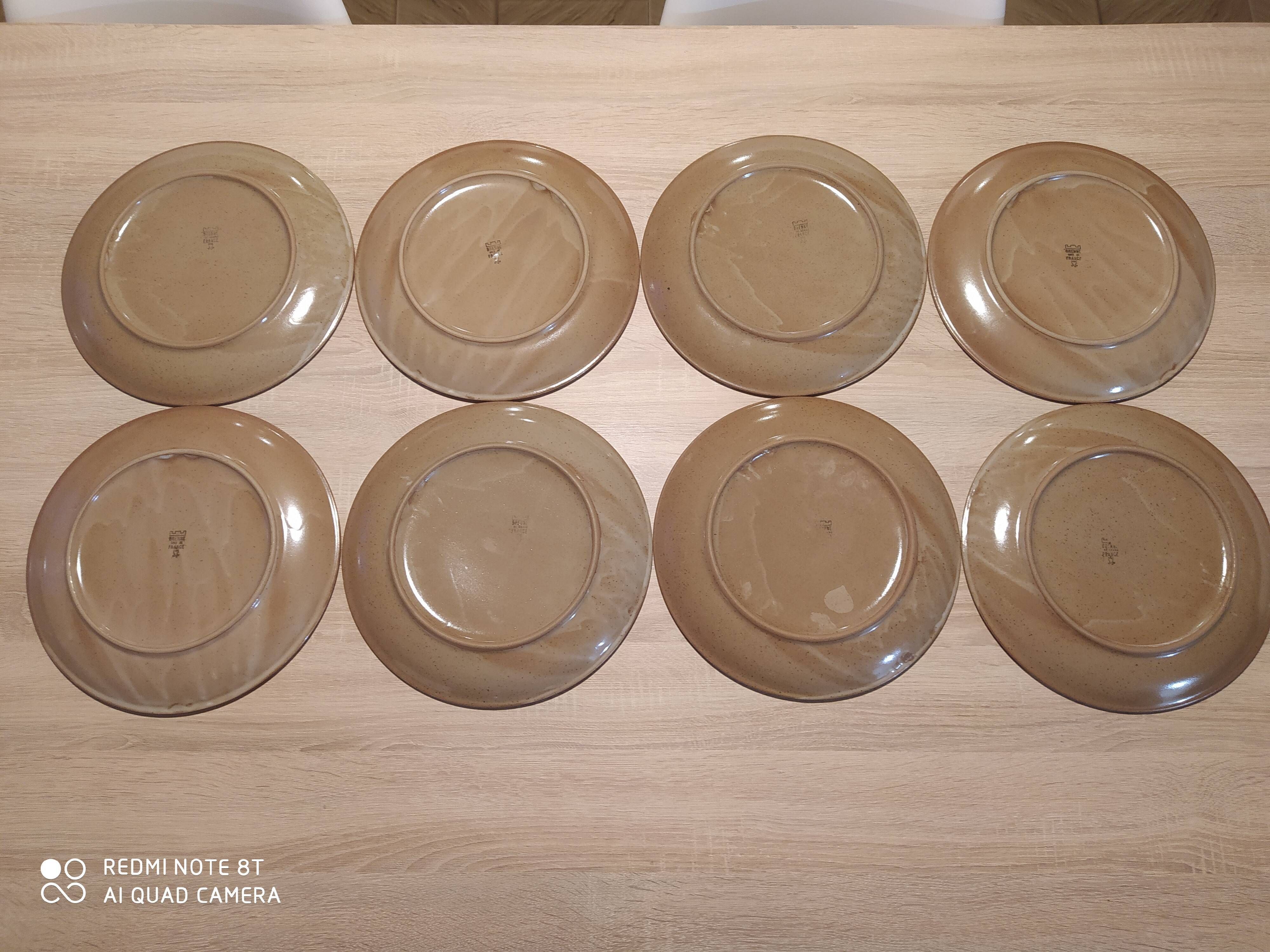 Set of 8 plates in Sandstone from Brenne France