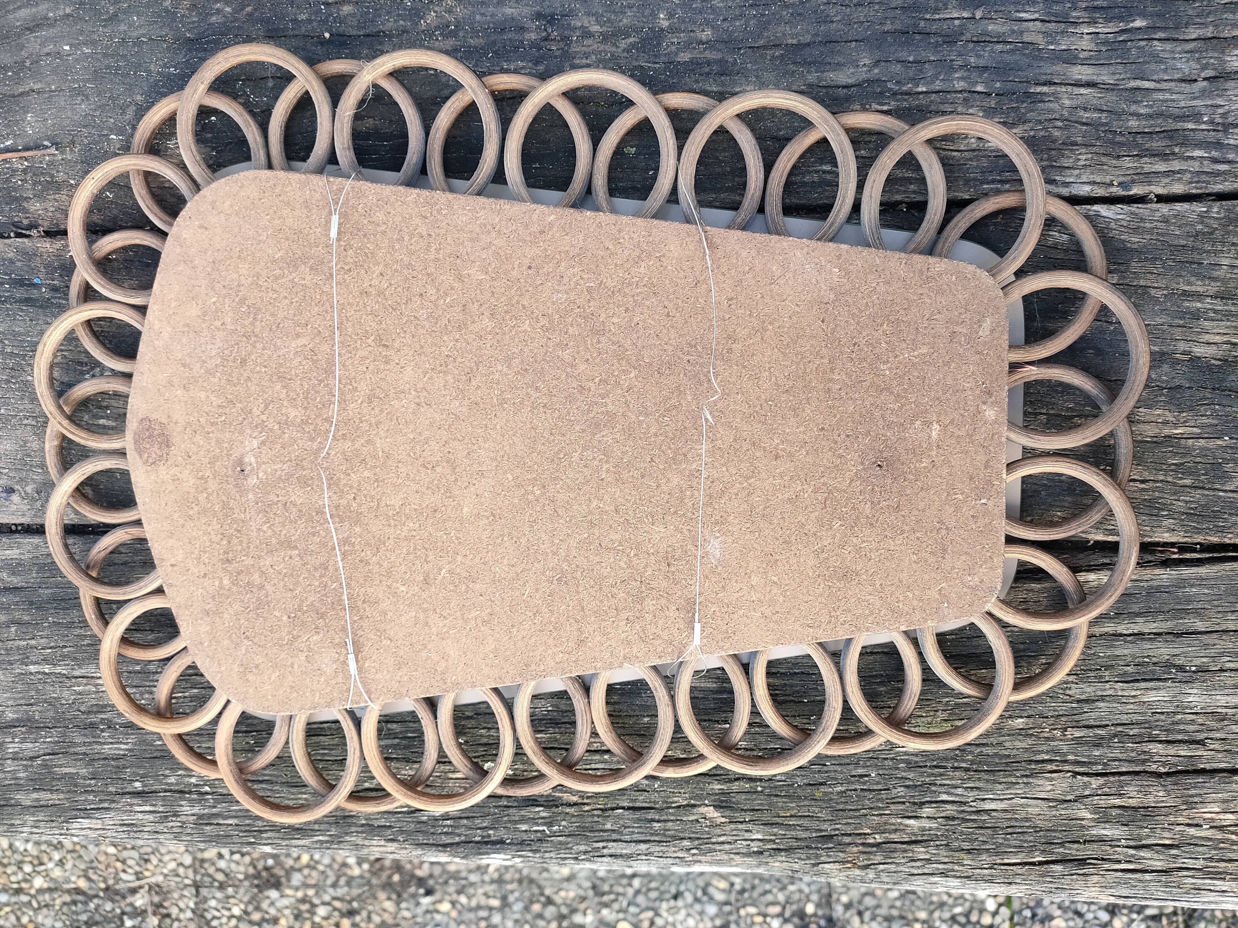 Wooden mirror imitation rattan 60s - 43x31cm