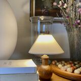 Wooden lamp, fabric cable, cotton lampshade