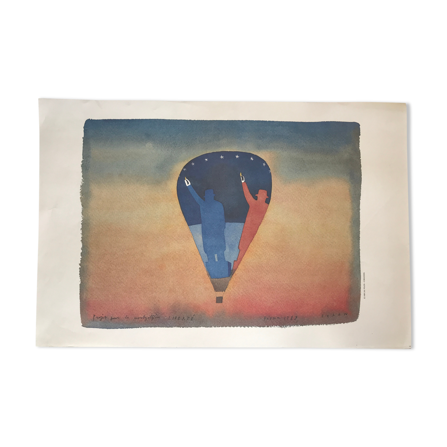 Poster Jean-Michel FOLON Project for the balloon Liberté, 1989