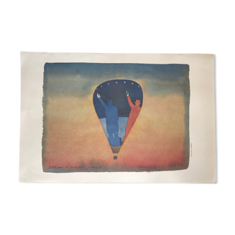 Poster Jean-Michel FOLON Project for the balloon Liberté, 1989
