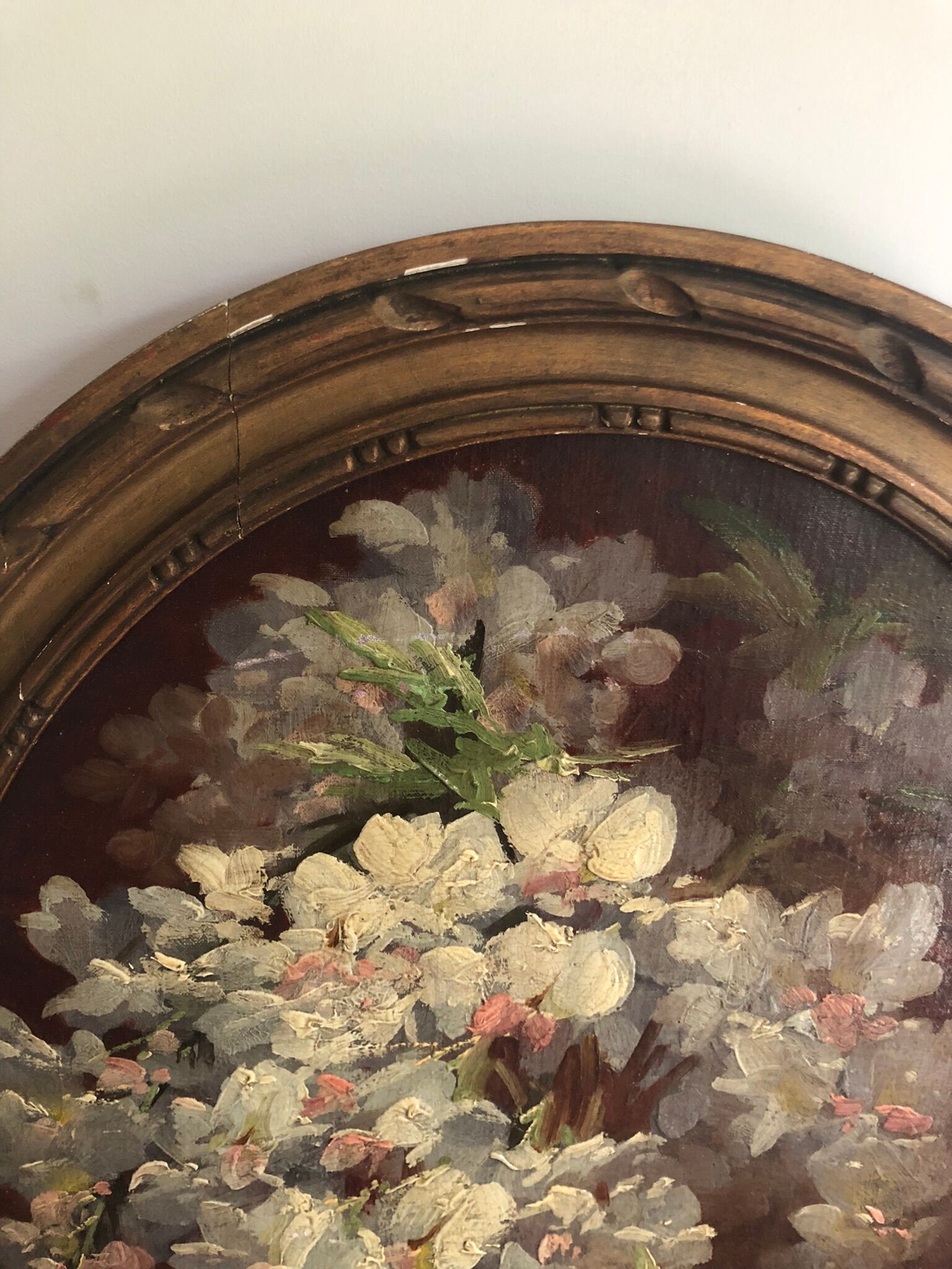 Oil on canvas Glycine branch