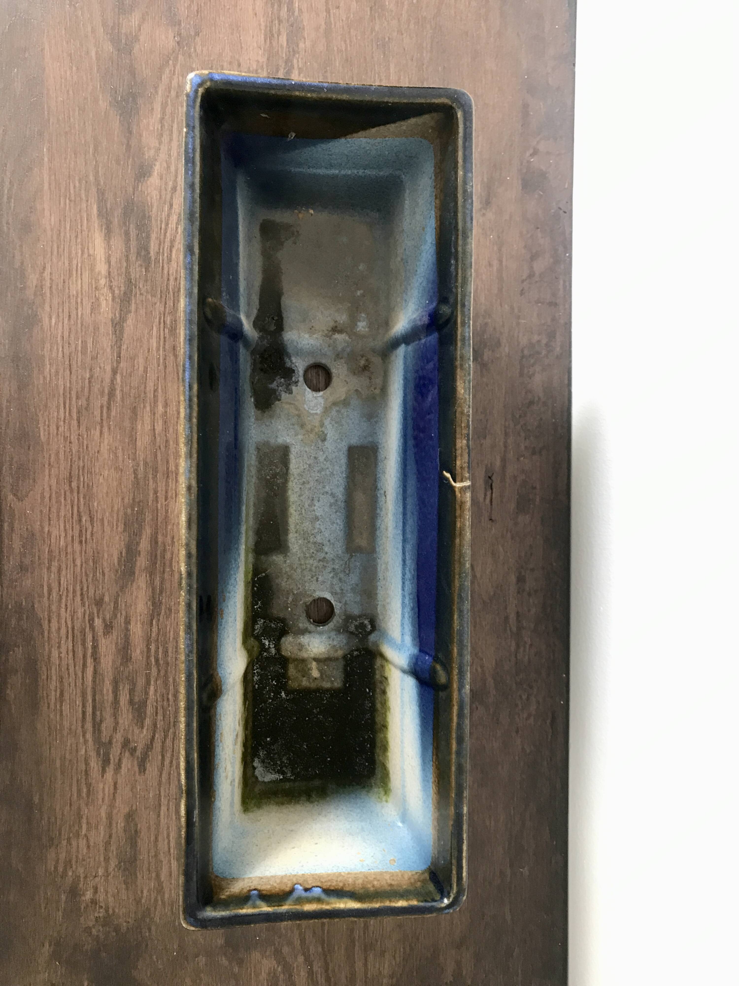 West Germany style blue ceramic planter or pot holder