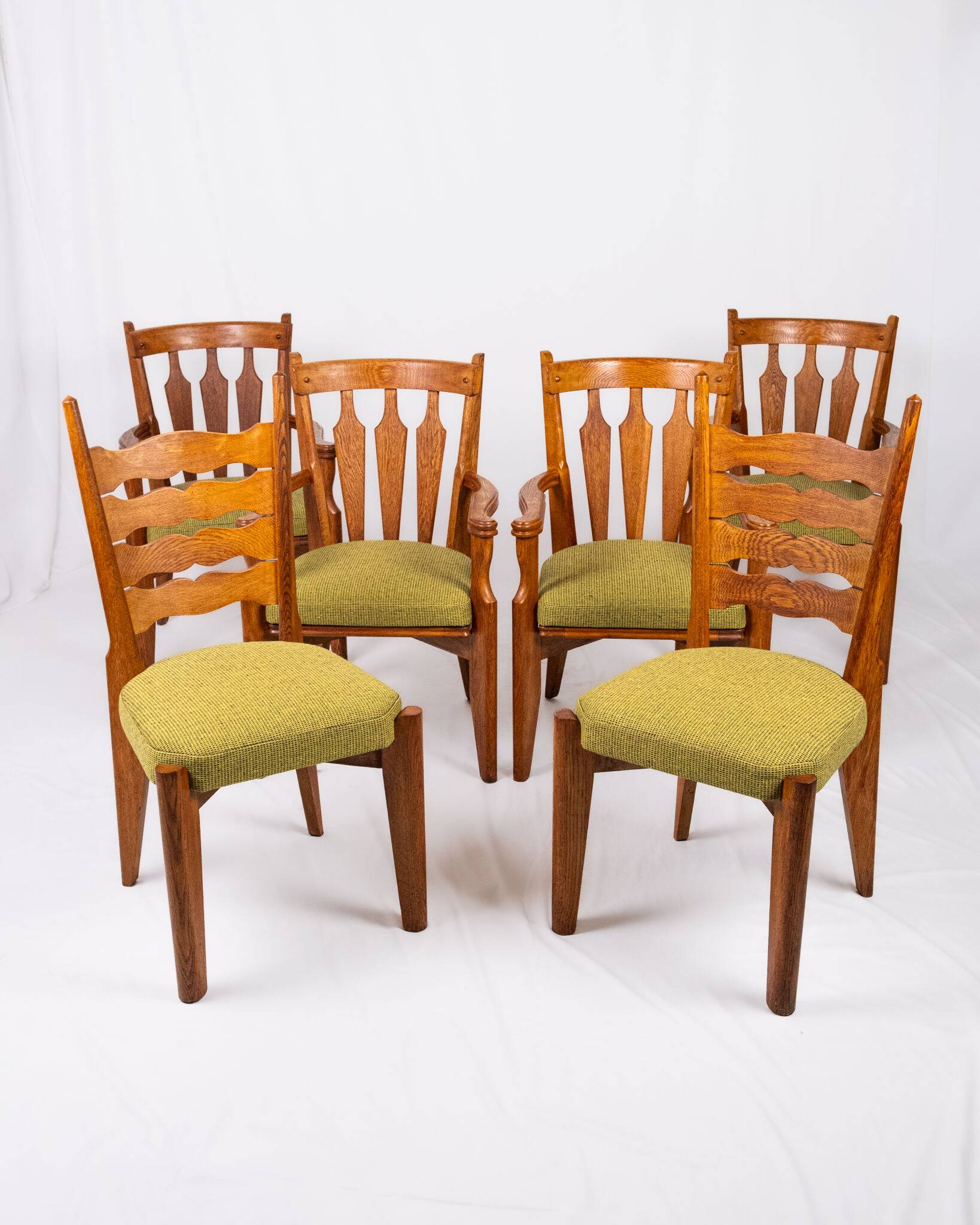 Set of 6 Guillerme and Chambron chairs for Your Home, France, 1950s