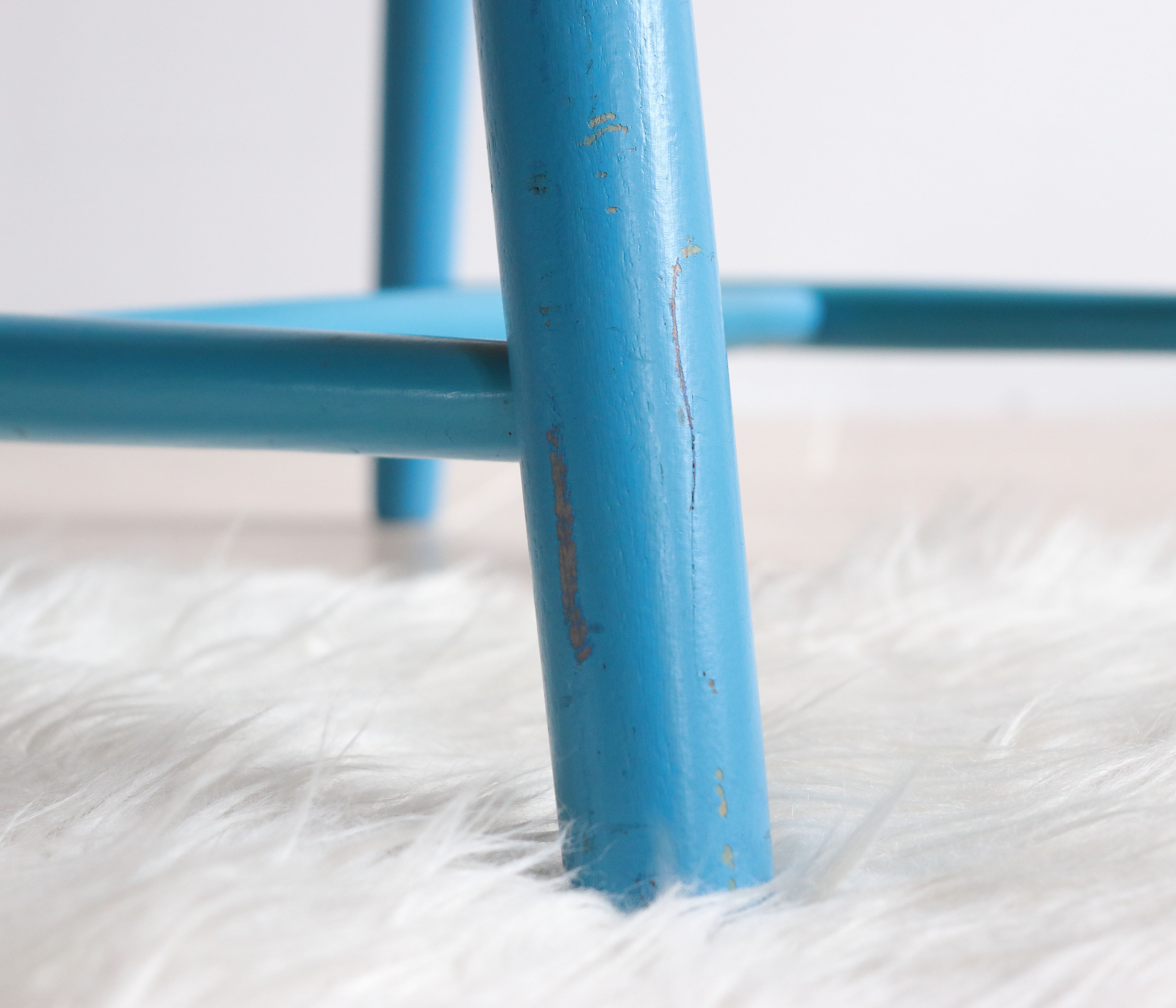 Pair of vintage Scandinavian Windsor chairs with blue bars