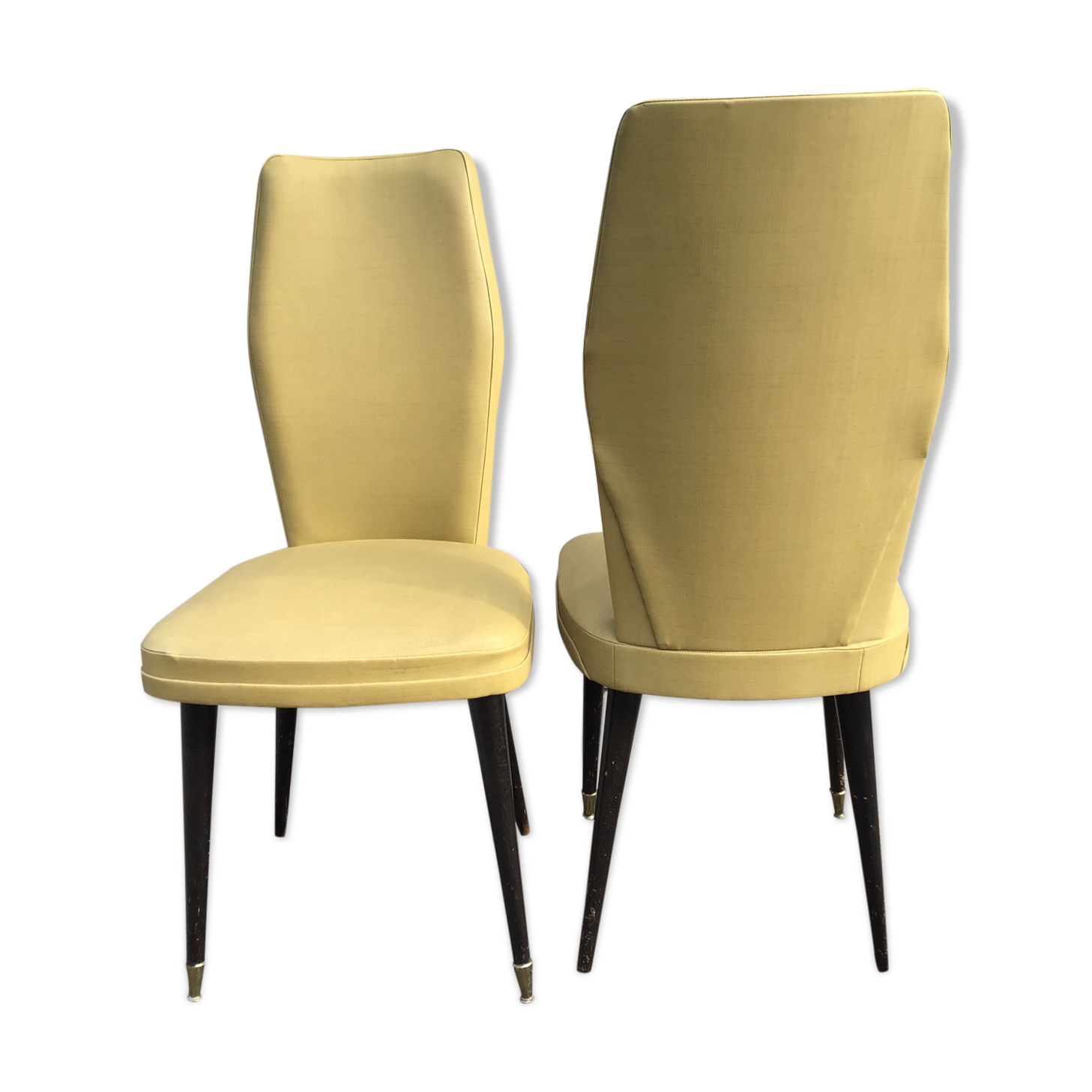 Pair of mustard chairs feet spindles