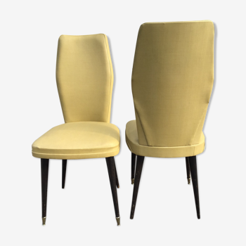 Pair of mustard chairs feet spindles