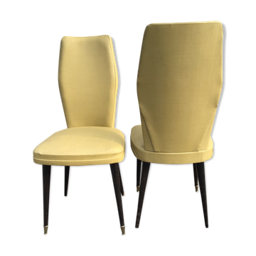 Paire de chaises moutarde pieds fuseaux