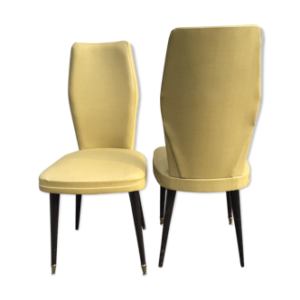 Pair of mustard chairs feet spindles