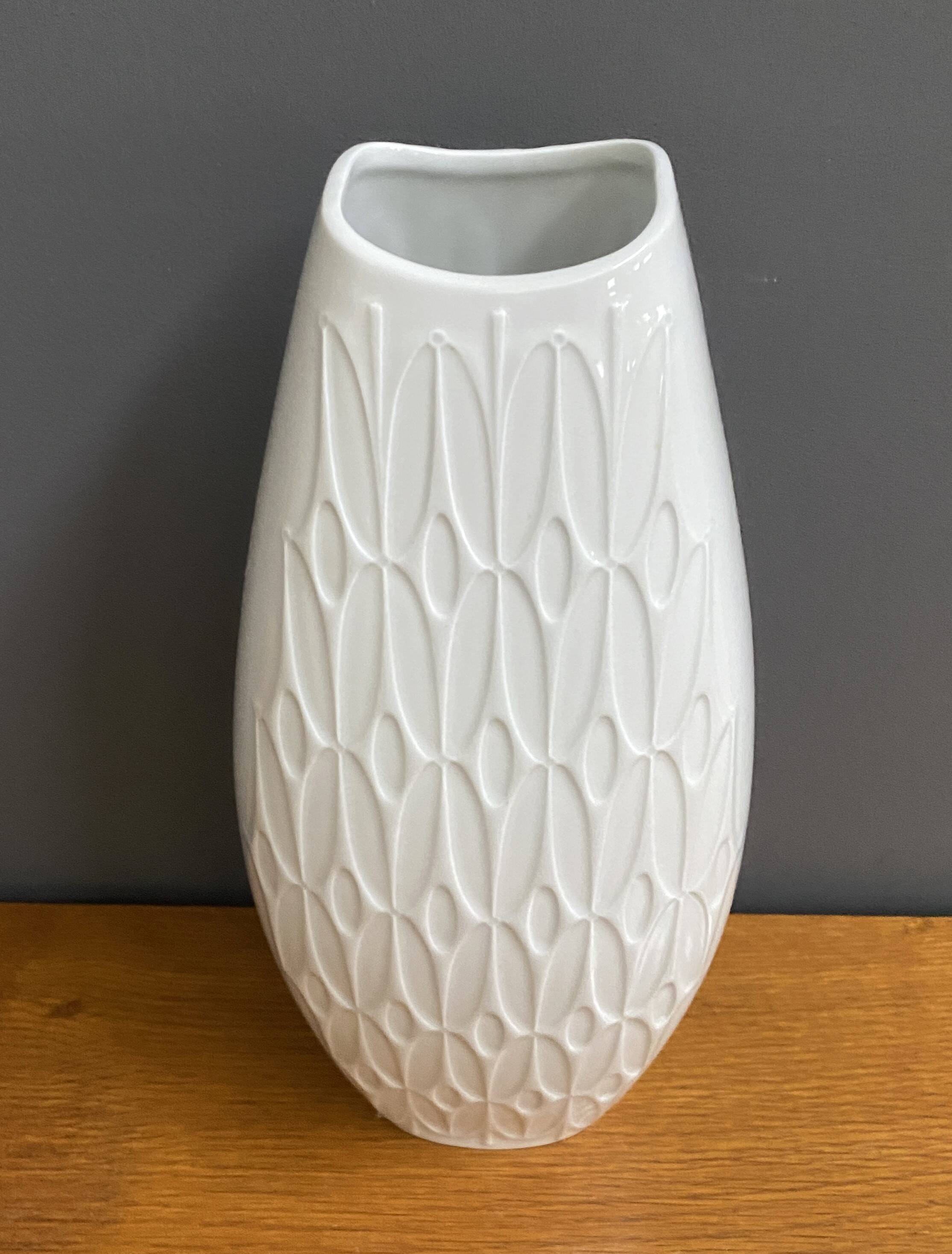 Large vintage white ceramic vase by Alka Kunst Bavaria