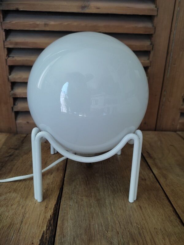 Original opaline globe lamp support metal white patinated dp 0922213