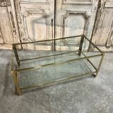 Table basse à double plateau en bronze attribuée à Jacques Quinet