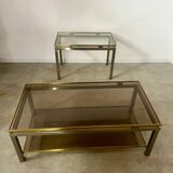 Coffee table in brass and smoked glass designed by Guy Lefèvre for the Jansen house, 1970s/80s