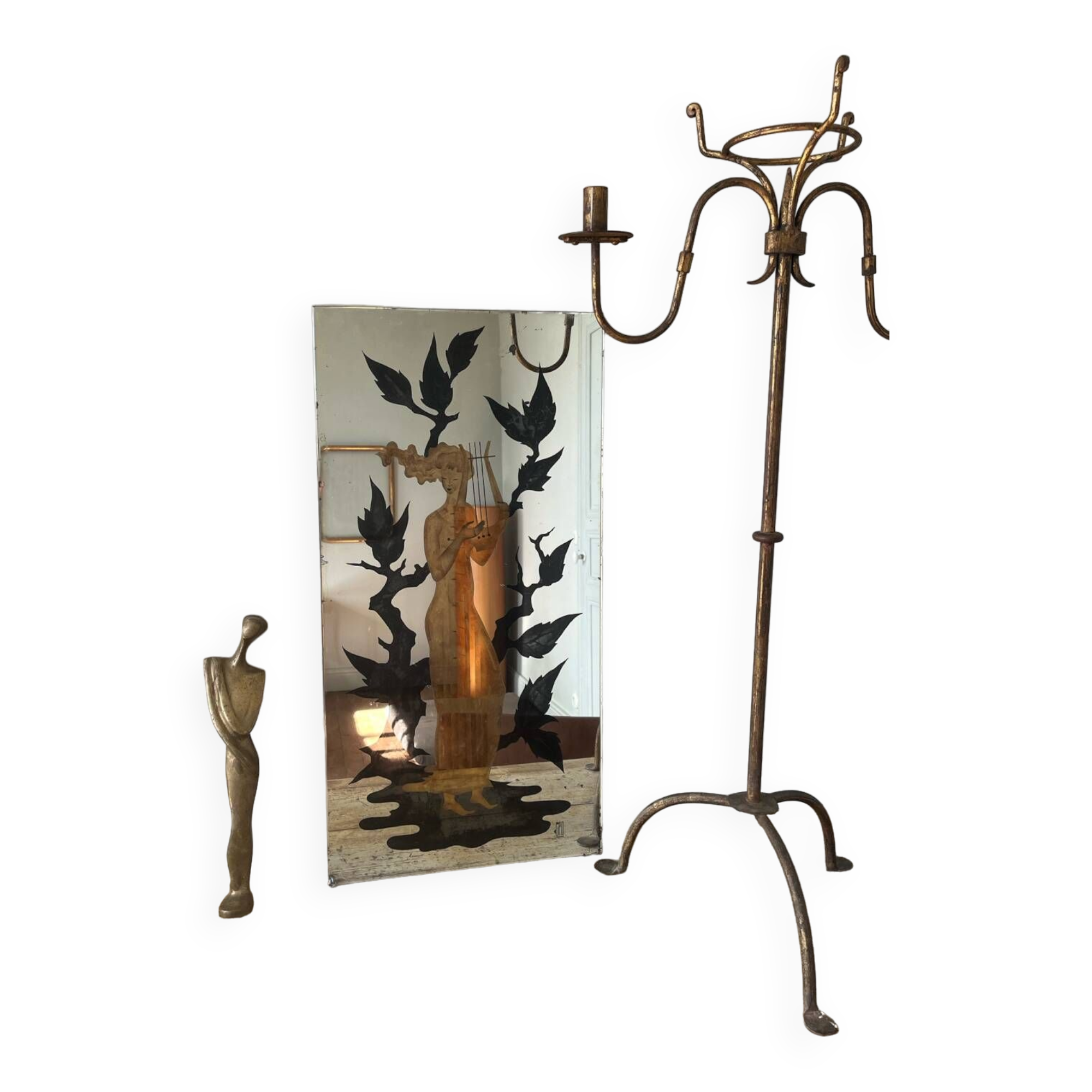 Miroir en verre églomisé