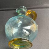 Glassware-crystallery of Portieux - 1 broc and 2 glasses - Napoleon III - Colored blown glass - G