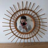 Vintage rattan sun mirror