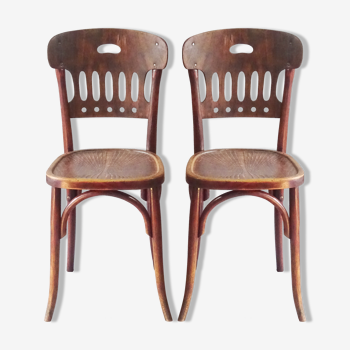2 chairs bistrot Japy 1925 sitting wood