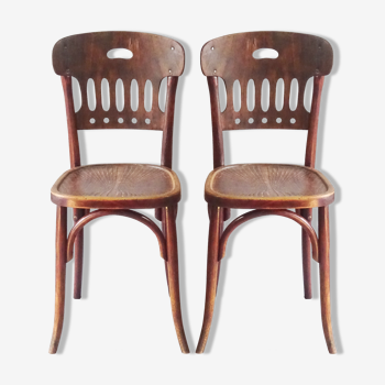 2 chaises bistrot Japy 1925 assise bois