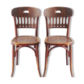 2 chaises bistrot Japy 1925 assise bois