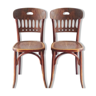 2 chaises bistrot Japy 1925 assise bois