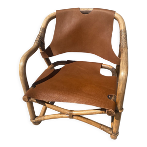 Fauteuil safari mid-century en