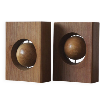 Mid-Century Modern Wooden Bookends, 1960s, Set of 2